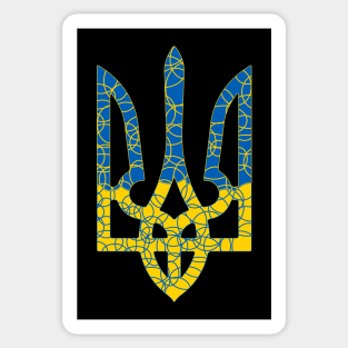 Ukrainian national emblem trident tryzub with stroke texture black Sticker